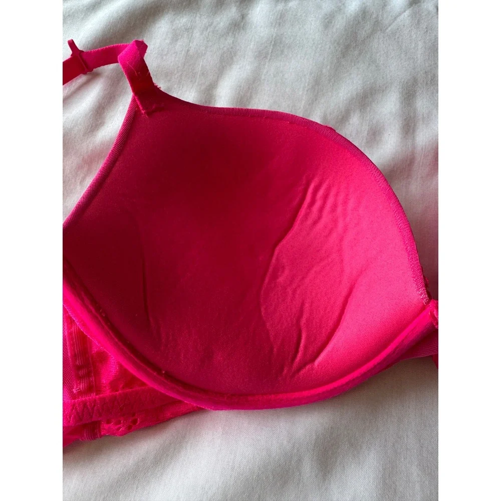 La Senza Beyond Sexy Classic Plunge Lace Bra Pink Floral Padded Underwire 34C - Picture 4 of 10